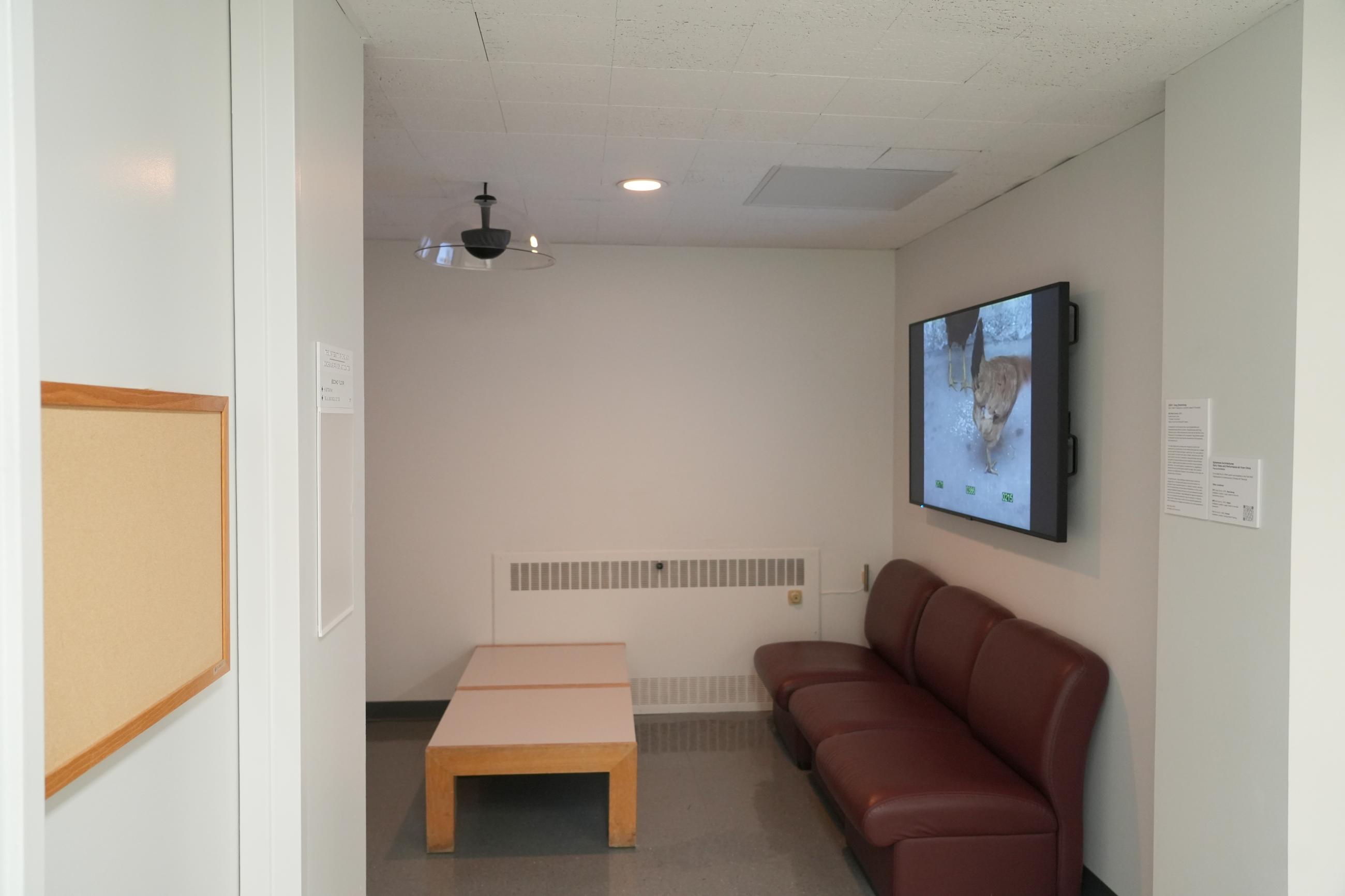 View of CWAC hallway with monitor and sound dome