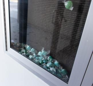 Assortment of candies from Félix González-Torres, “Untitled” (Revenge), 1991, installed at the Renaissance Society